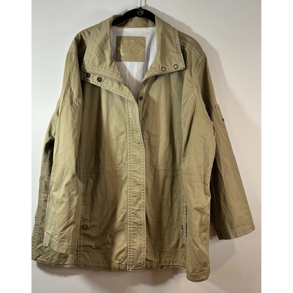 Activology Plus Size Tan Mesh Lined Rain Jacket Drawstring Casual Plus Size 2x